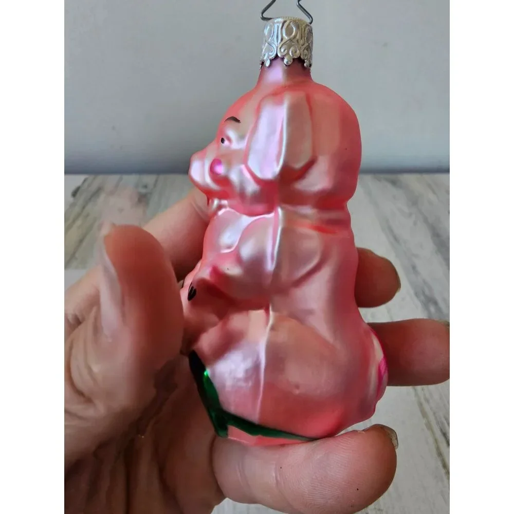 Vintage inge glas pig shamrock 4 leaf clover ornament St Patrick's Day spring Ge